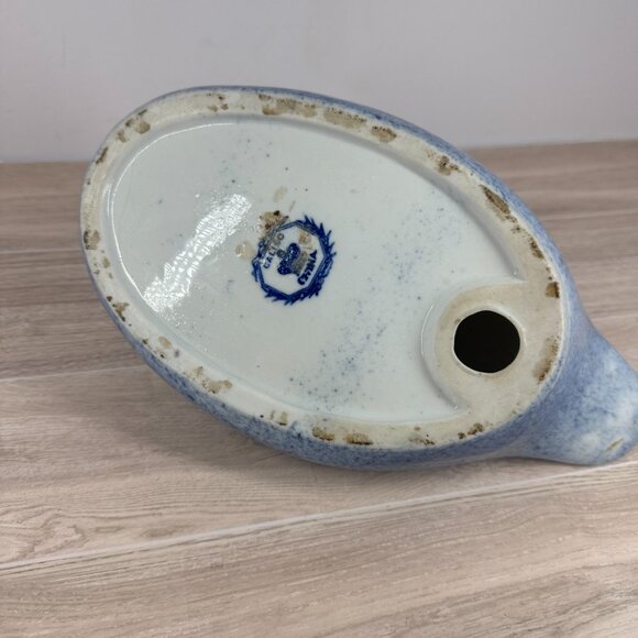 Calico China Blue Speckled Duck Figurine Vintage Ceramic Home Decor - Picture 8 of 12